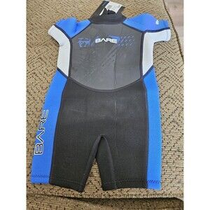 Bare Velocity Hydro-Stretch 2.2 Shorty Wetsuit Kid Sz 2, 2mm Black Blue